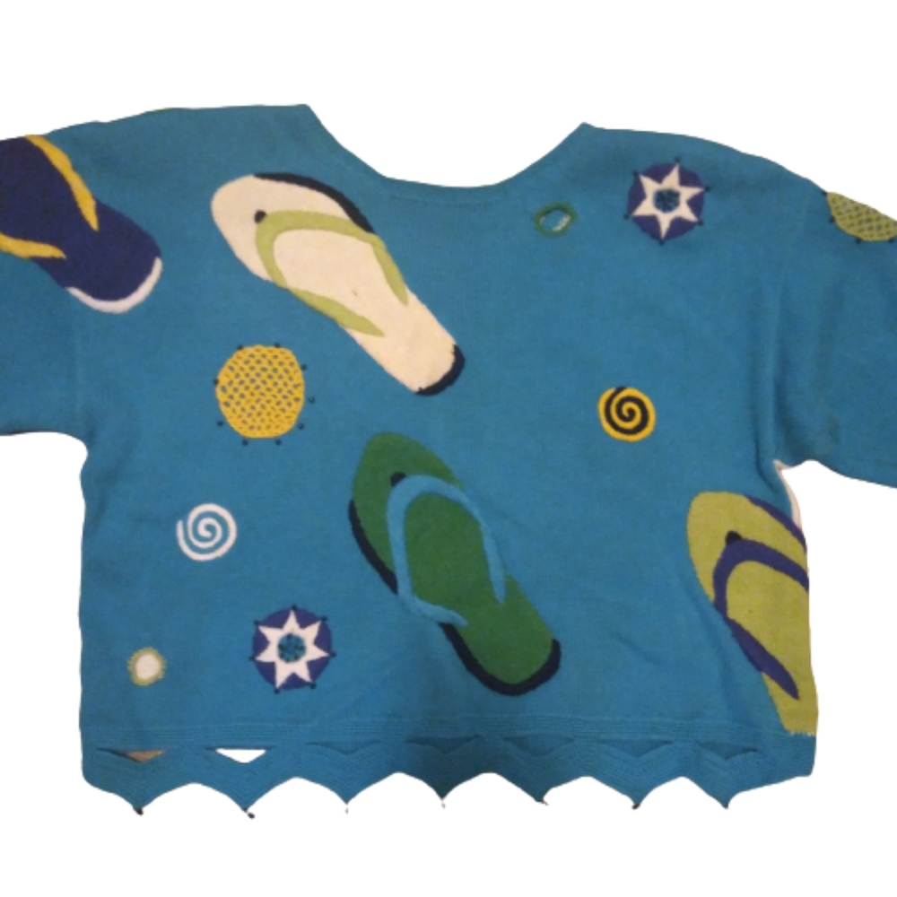 80's Vintage Marisa Christina/Lisa Nichols Flip Flop Cropped Sweater